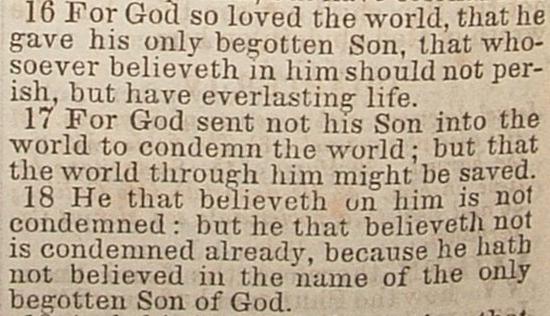 Text from a KJV Bible printed in 1863.
